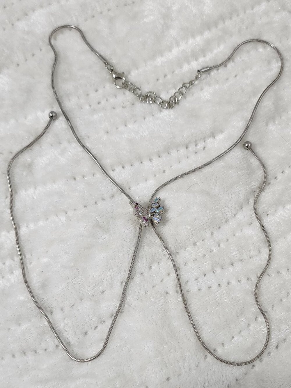 Butterfly Bolo Necklace, Coil (snake) Chain, Slides Up And Down On The Coil.